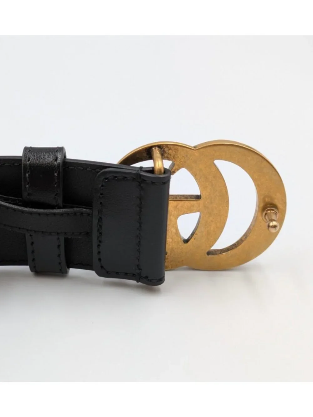 Gucci Men’s Plutone W40mm Calfskin Geometric Double G Belt Black 85cm 795526